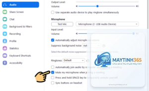 cách thiết lập micro cho zoom