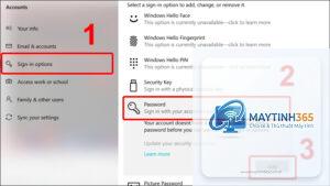 cách thiết lập password settings