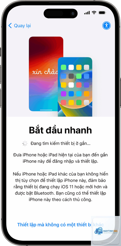 cách thiết lập thiết bị mới