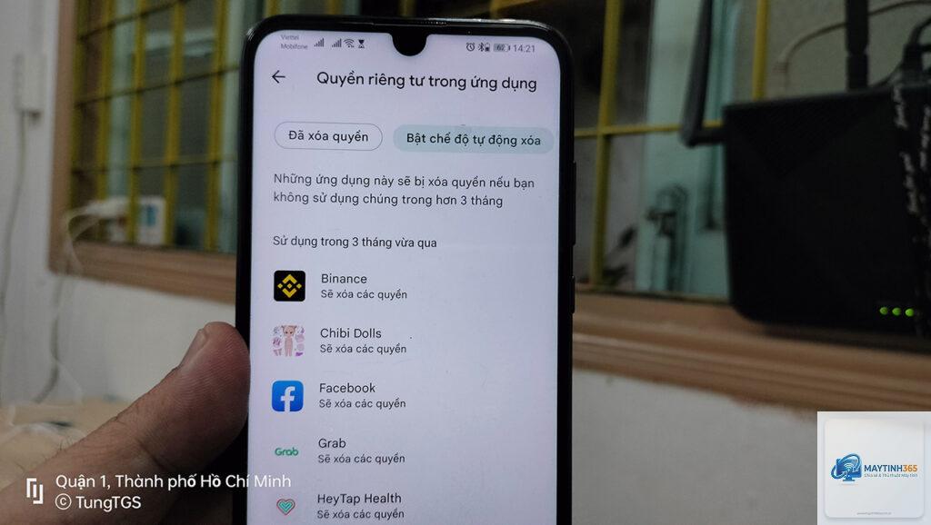 cách thu hồi quyền ứng dụng