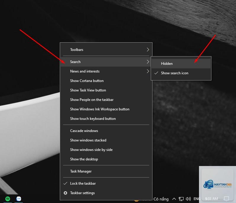 cách thu nhỏ ô tìm kiếm taskbar
