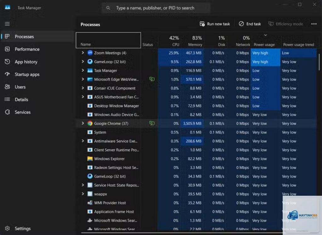 cách tiết kiệm pin bằng task manager