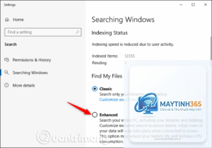 cách tìm kiếm cài đặt từ start menu