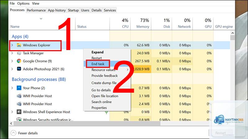 cách tìm ứng dụng trong task manager