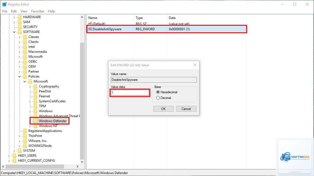 cách tối ưu defender bằng registry