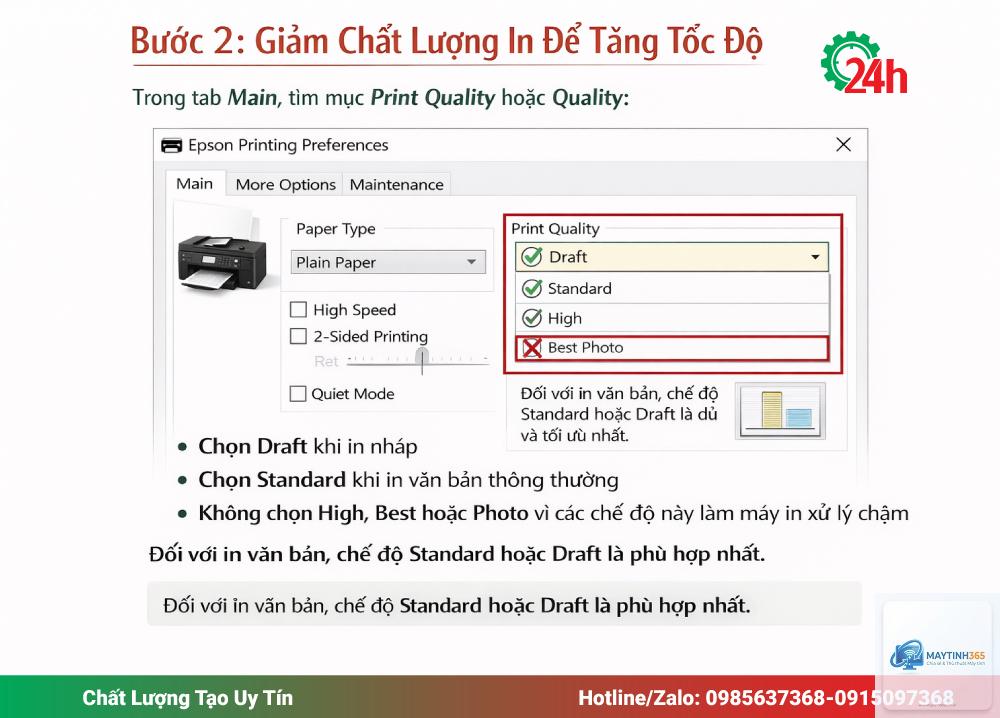 cách tối ưu printers settings
