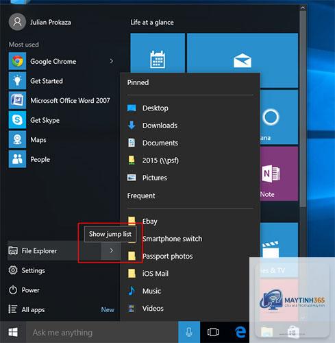 cách tối ưu shortcut start menu