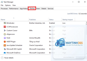 cách tối ưu startup bằng task manager