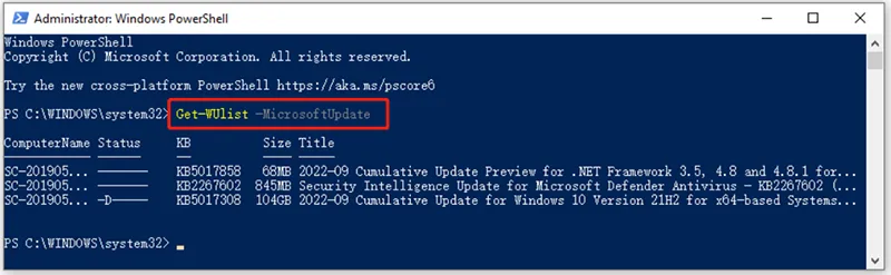 cách tối ưu update bằng powershell