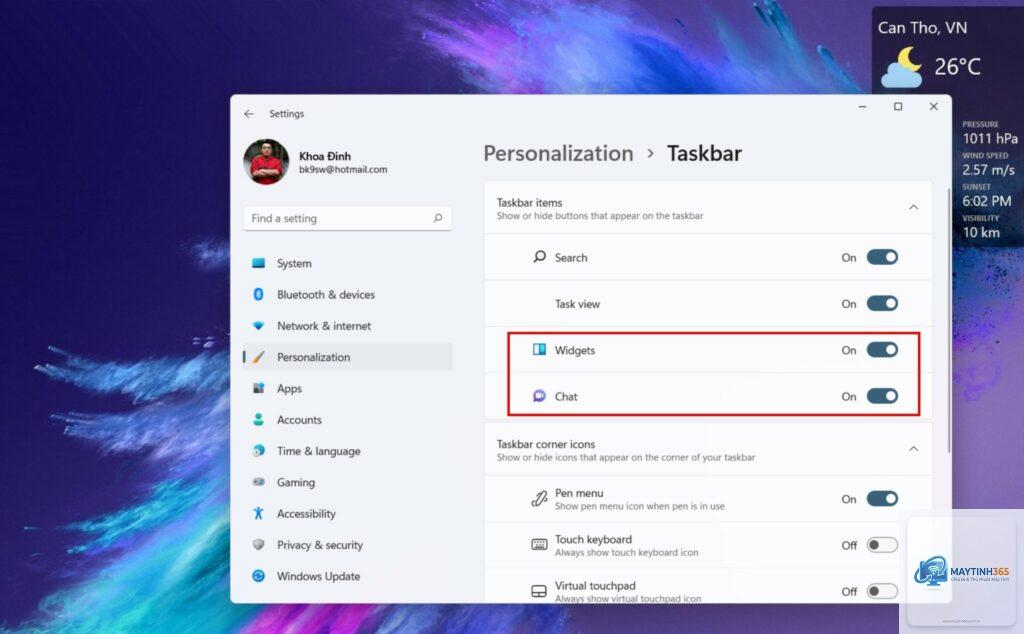cách tối ưu widget taskbar