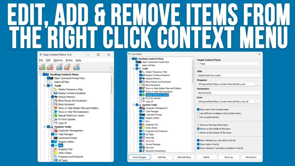 cách tùy chỉnh context menu bằng registry