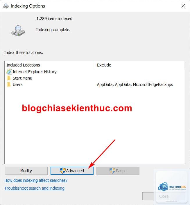 cách tùy chỉnh indexing options - Hình 5