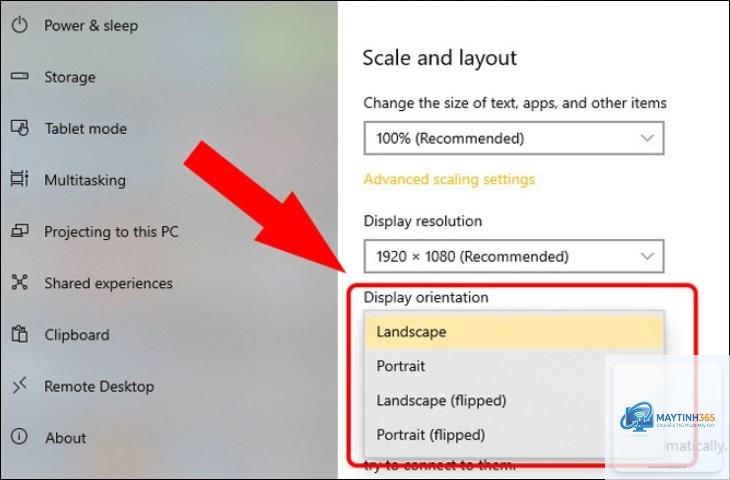 cách tùy chỉnh orientation settings