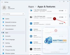 cách uninstall ứng dụng windows 11