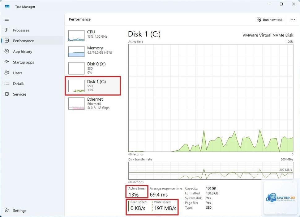 cách xem active time disk