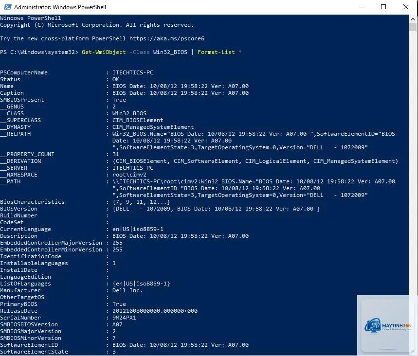 cách xem bios bằng powershell