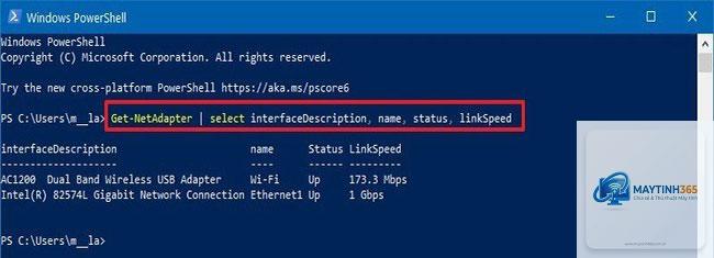 cách xem card mạng bằng powershell