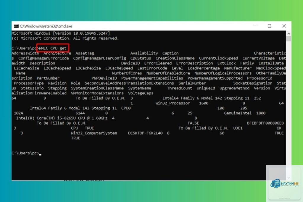cách xem cpu bằng cmd