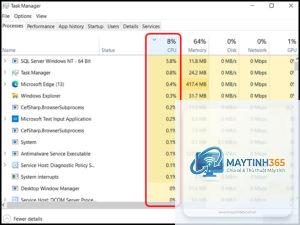cách xem cpu trong task manager