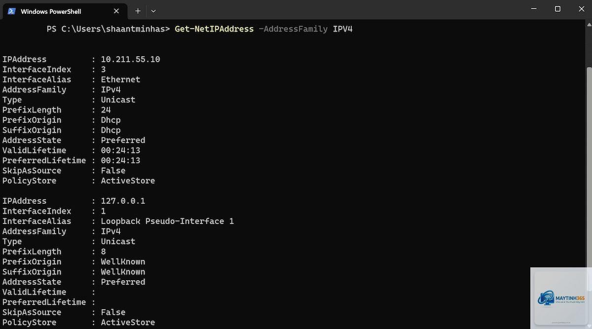 cách xem địa chỉ ip bằng powershell - Hình 4