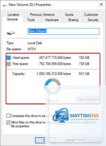 cách xem dung lượng phân vùng