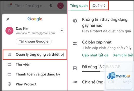cách xem lịch sử ứng dụng