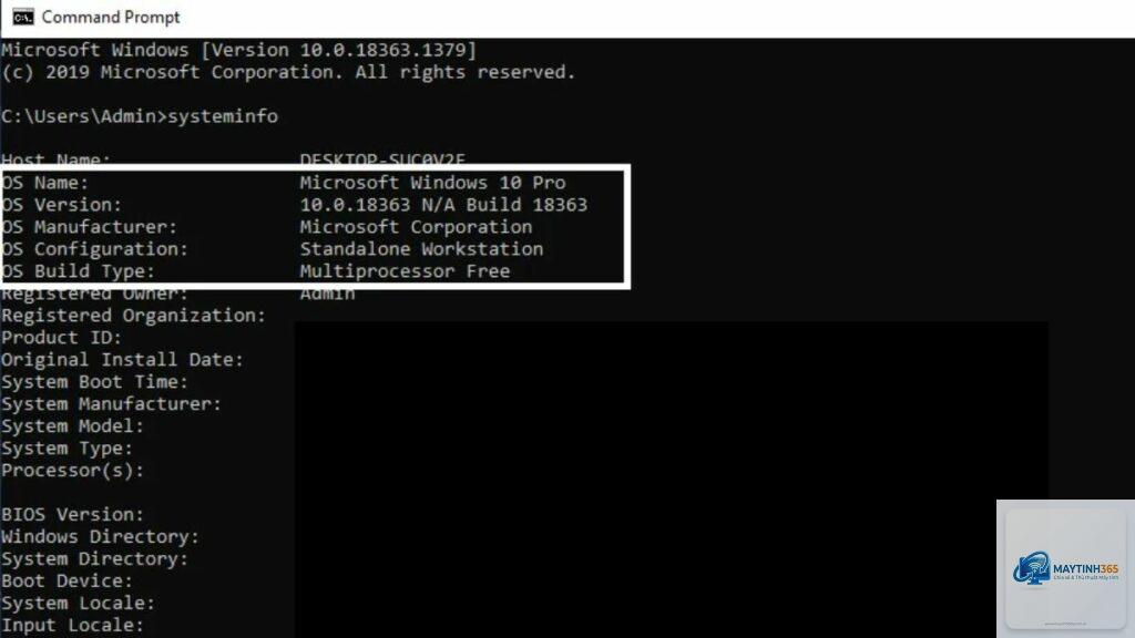 cách xem phiên bản windows bằng cmd
