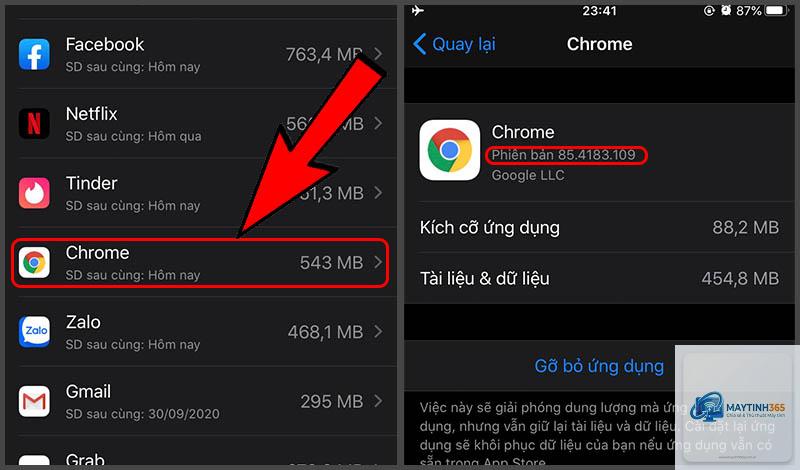 cách xem thông tin ứng dụng