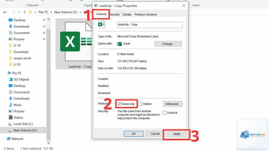 cách xem thuộc tính file