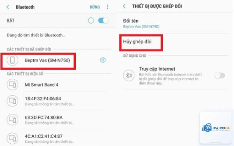 cách xóa thiết bị bluetooth