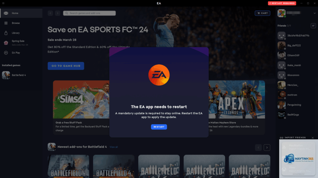 ea app bị lỗi update