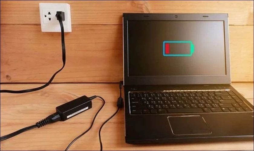laptop cắm sạc nhưng không hiển thị sạc - Hình 2