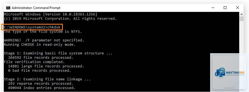 lệnh chkdsk trong cmd
