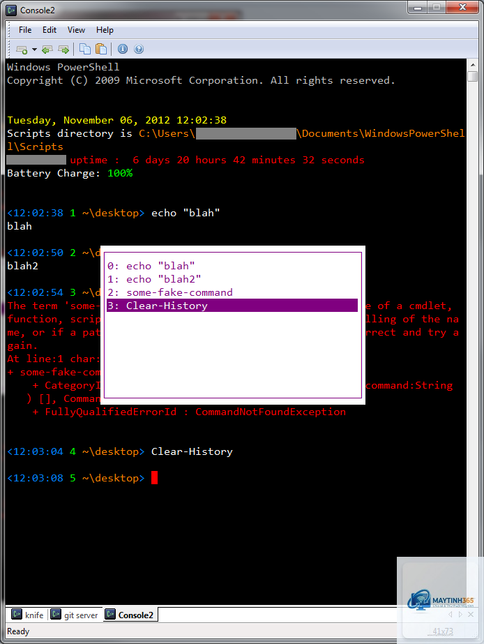 lệnh clear-history powershell