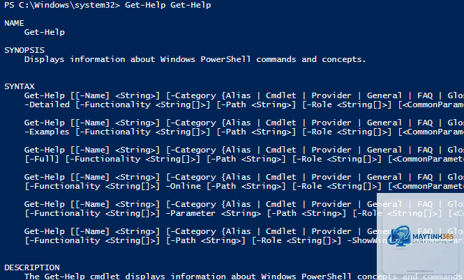 lệnh get-help powershell