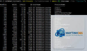 lệnh get-process powershell