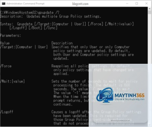 lệnh gpupdate trong cmd