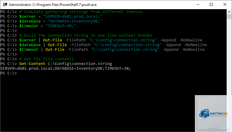 lệnh out-file powershell