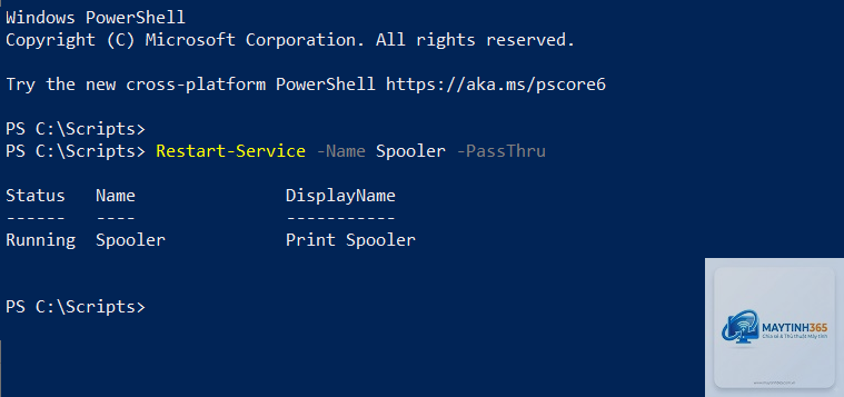 lệnh restart-service powershell