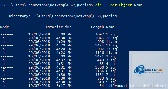 lệnh sort-object powershell