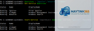 lệnh start-service powershell
