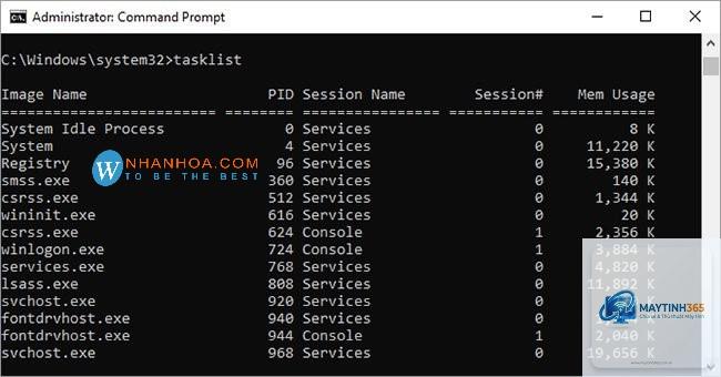 lệnh tasklist trong cmd