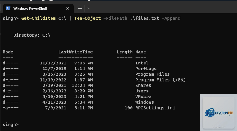 lệnh tee-object powershell