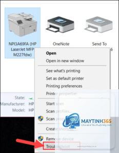 máy in không in được từ laptop