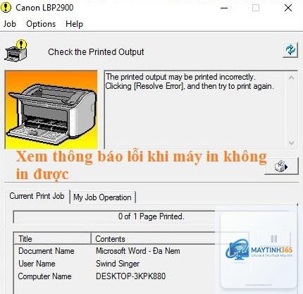 máy in không in được
