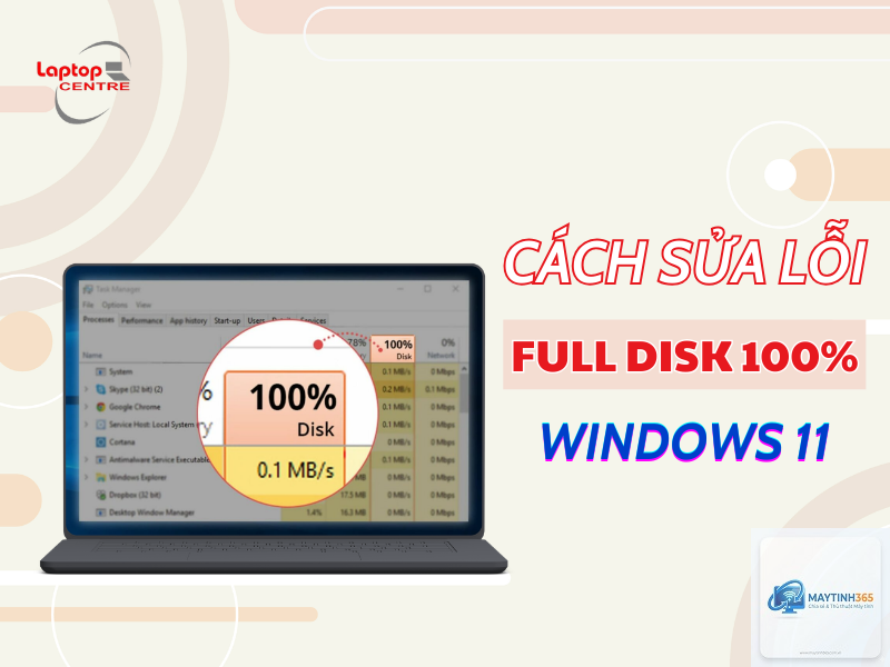 máy tính full disk cách sửa