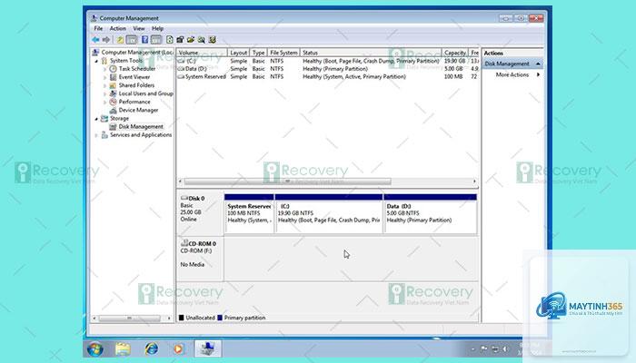 ổ cứng không hiện trong disk management