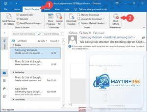 outlook không nhận được mail