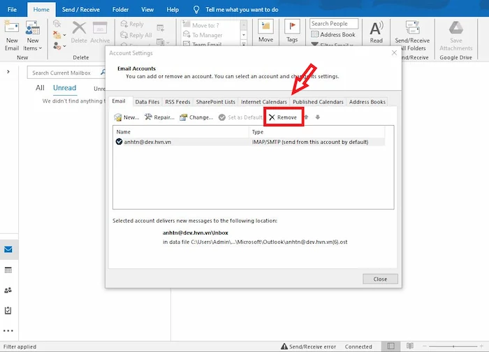 outlook không nhận được mail - Hình 5
