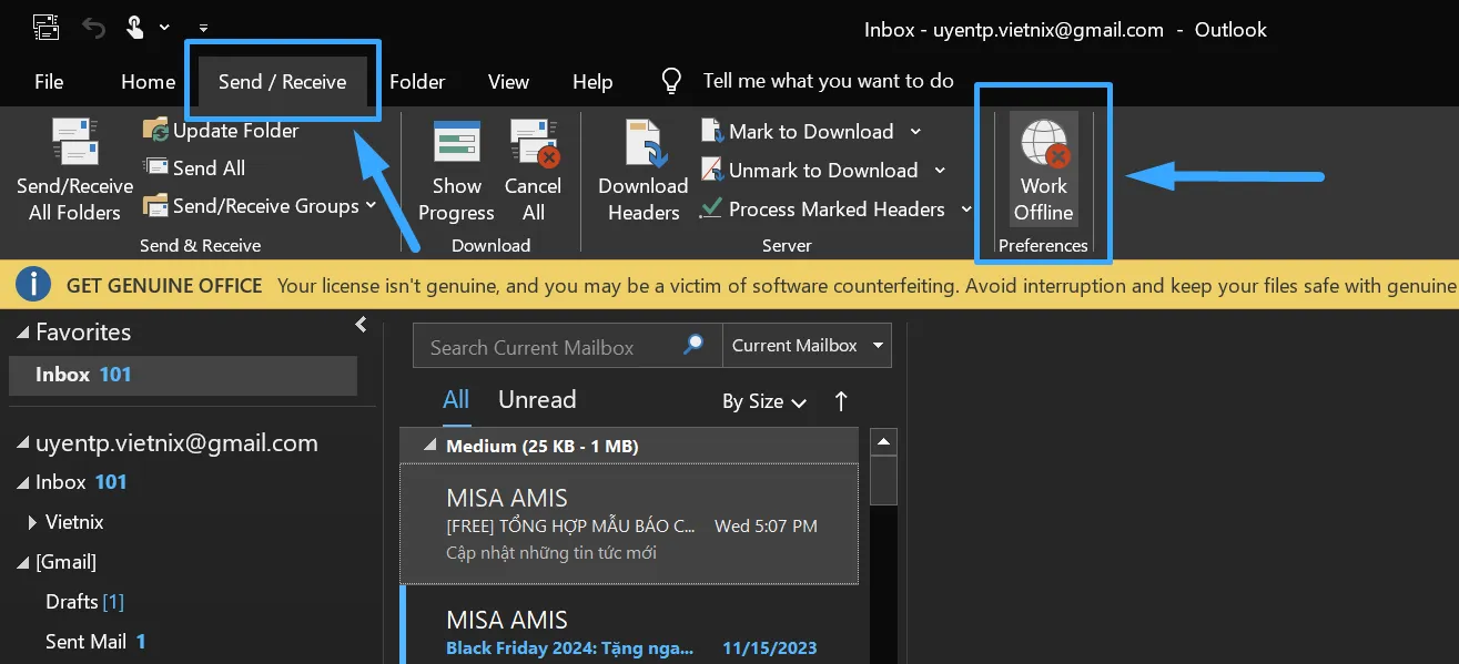 outlook không nhận mail cách sửa - Hình 2